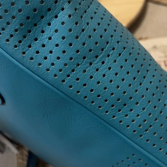 Coach Teal Leather Tote Bag - Picture 5 of 12